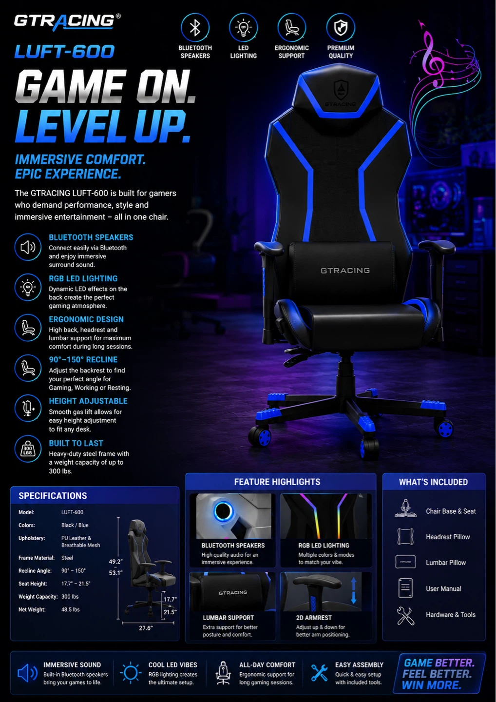 GTRACING LUFT-600 Gaming Chair