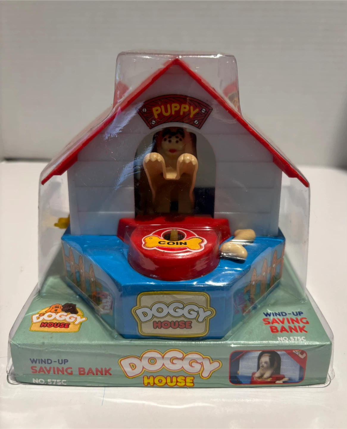 Dog House Vintage 80’s COIN BANK Wind Up Hong Kong Made New