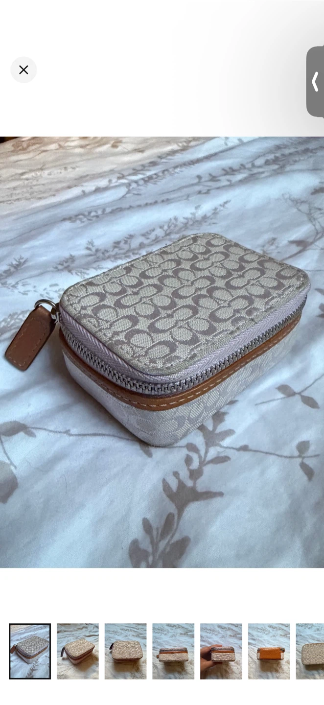 Vintage Lilac Coach Signature Pill Box/ small zip-around pouch