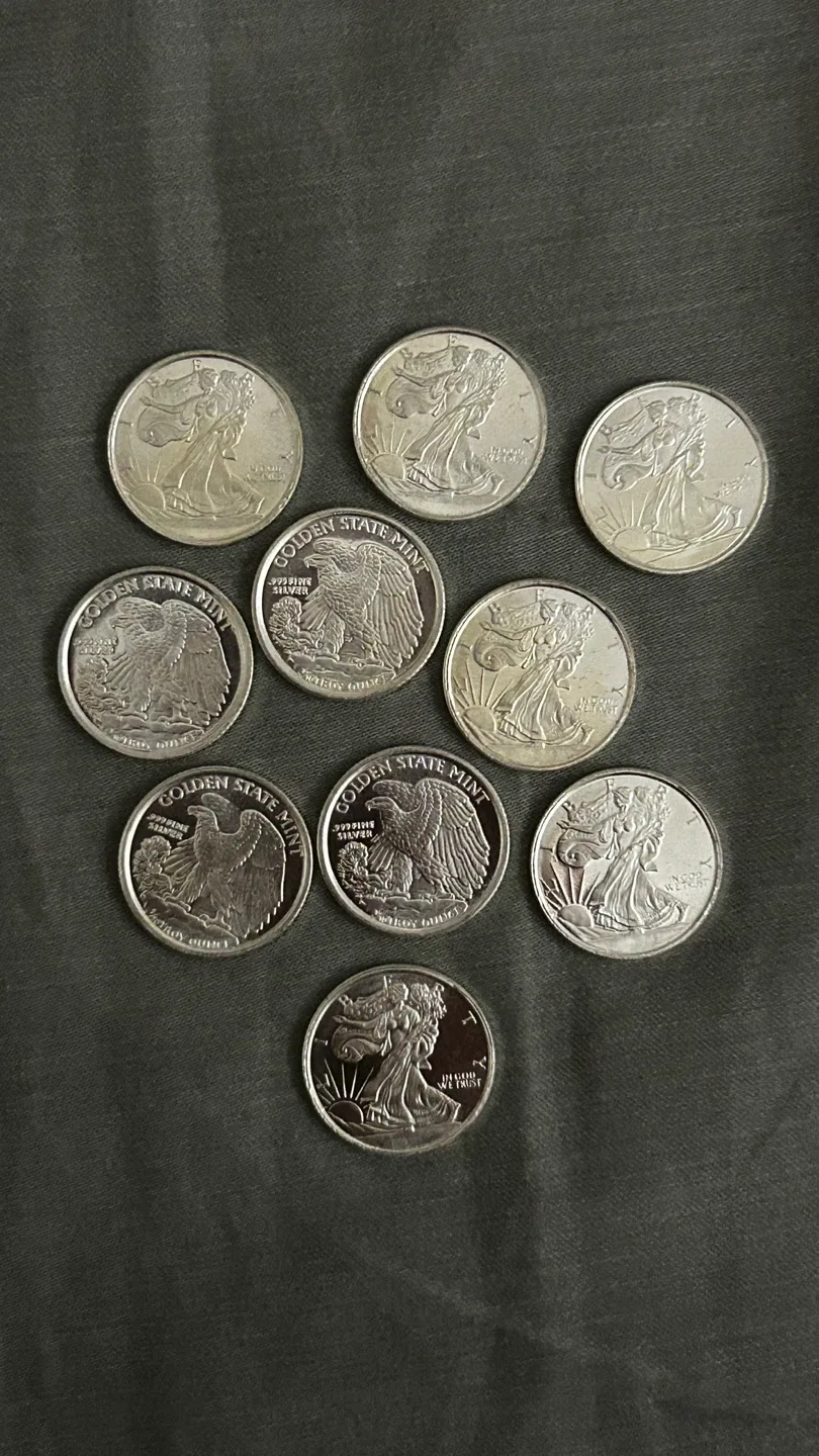 .999 Fine Silver 1/10 Troy Ounce Coins (Lot of 10)