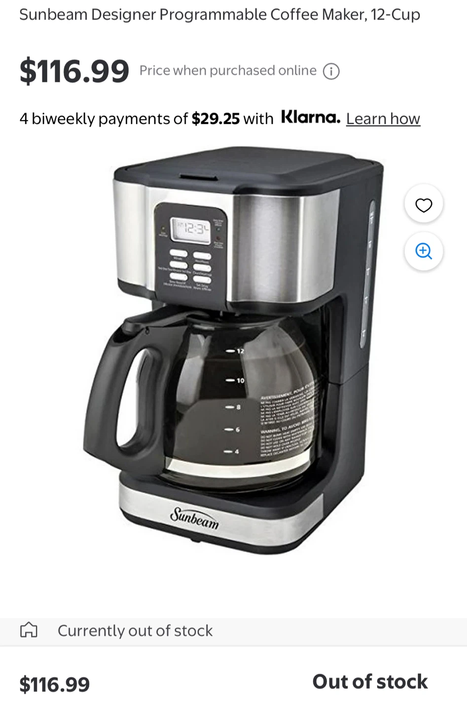 Sunbeam Programmable Coffee Maker