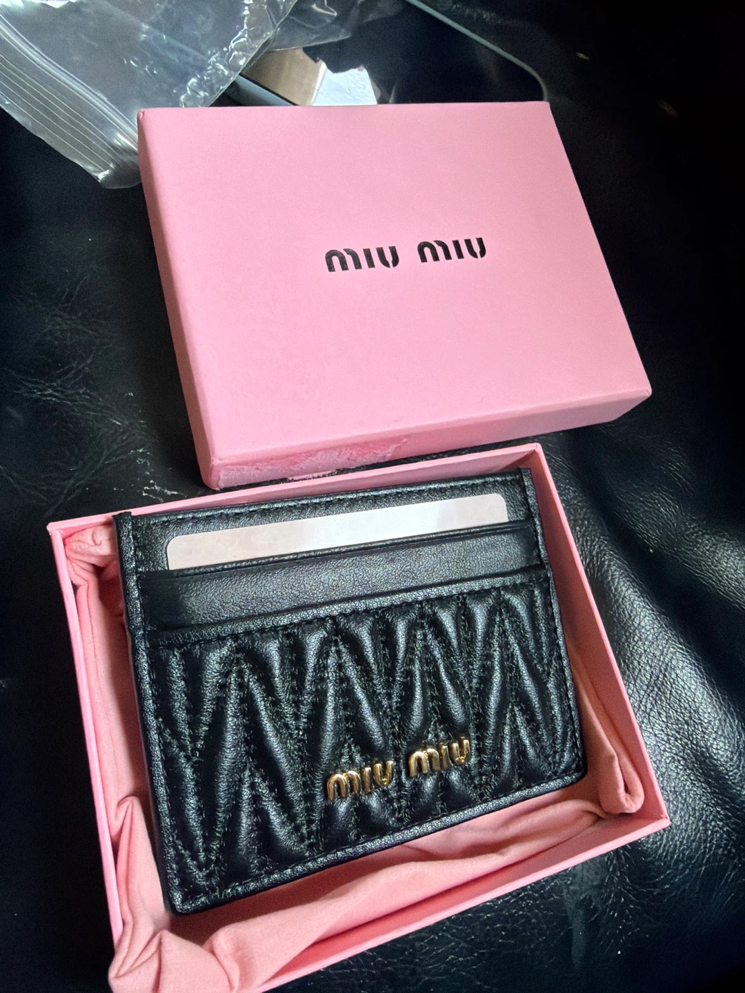 Miu Miu Black Quilted Card Holder