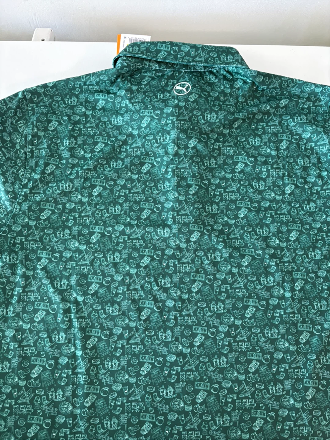Puma Men's Golf Polo Shirt - Green All-Over Print Size M - photo 5