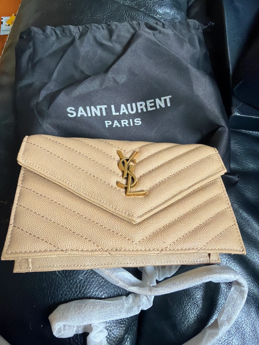 Saint Laurent Beige Leather Wallet