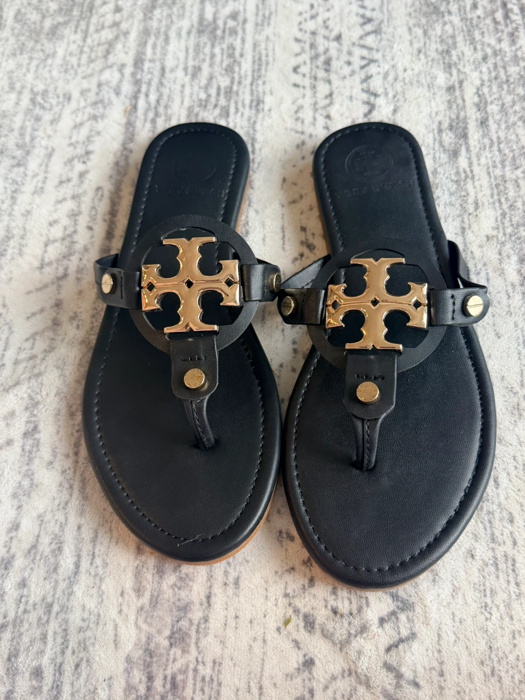 Tory Burch Black Leather Miller Sandals