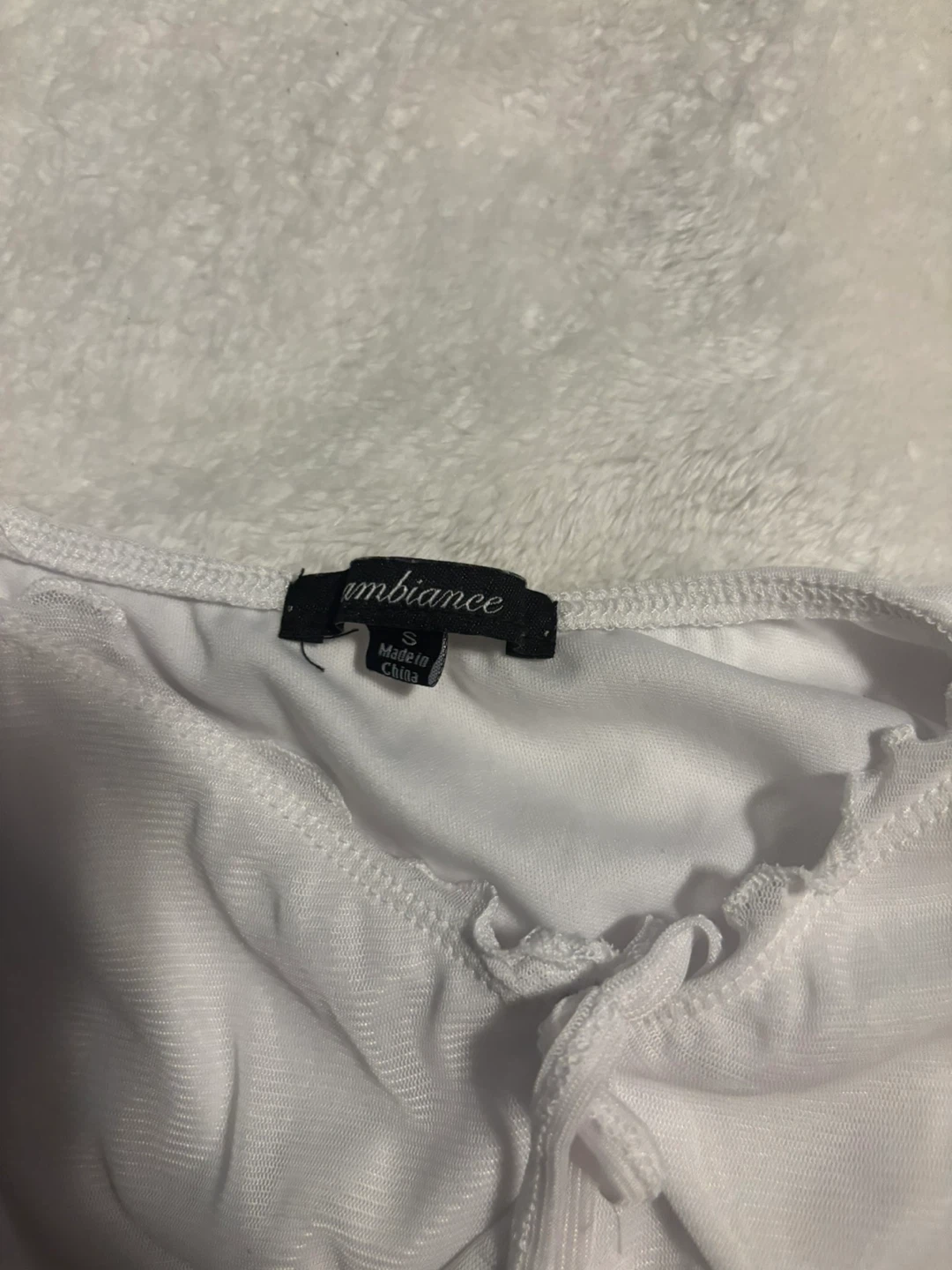 Ambiancee White Ruched Mesh Top - photo 2