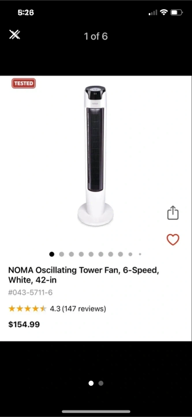 NOMA Oscillating Tower Fan