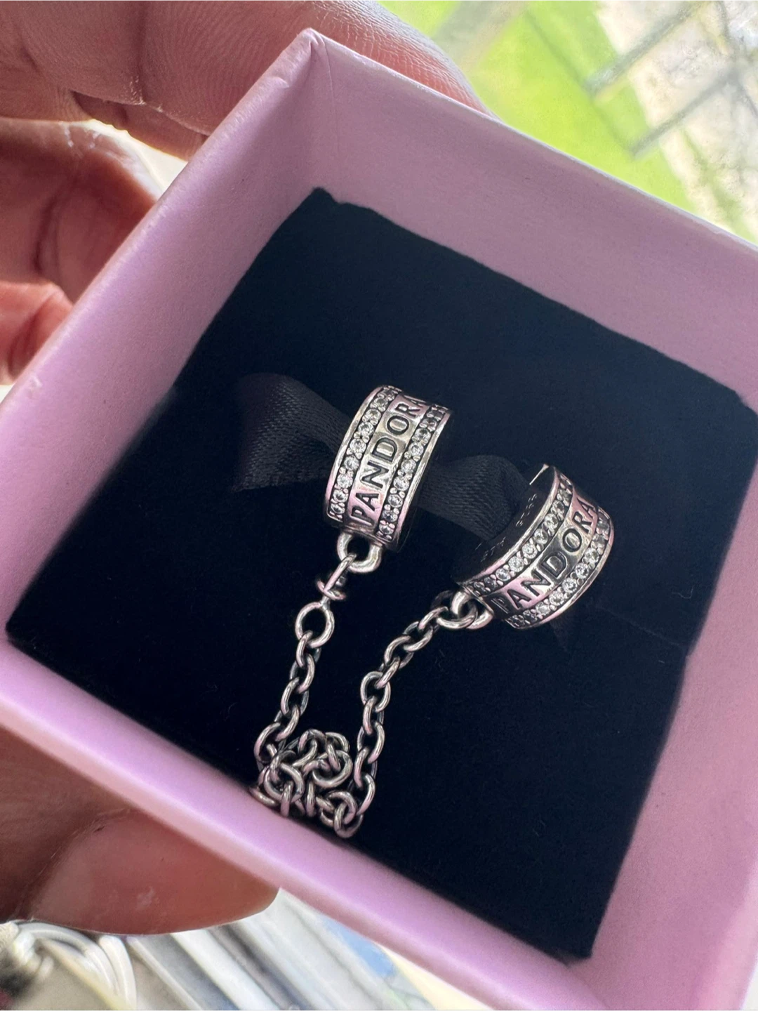 Pandora LOGO Clip Safety Chain - Sterling Silver