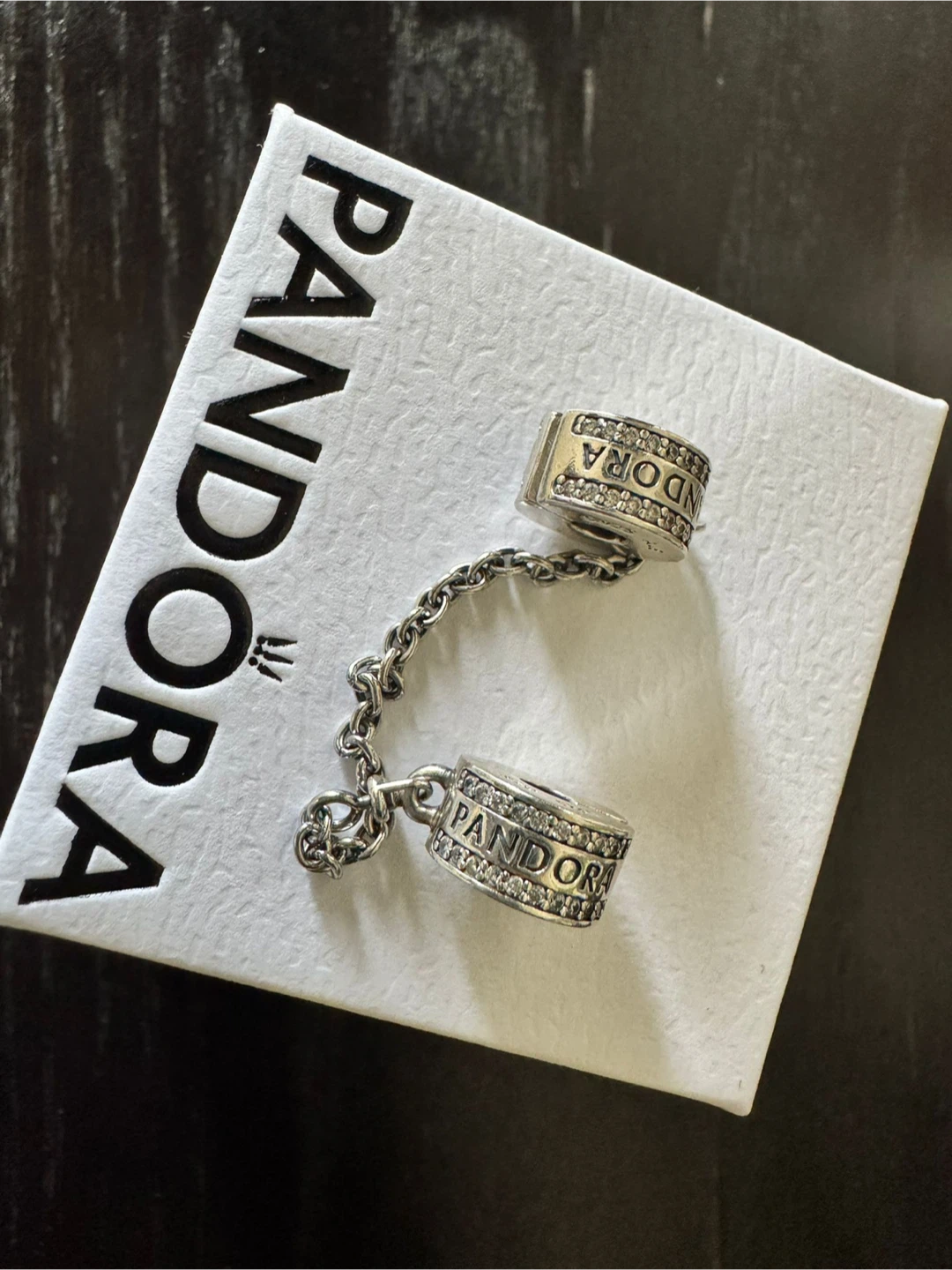 Pandora LOGO Clip Safety Chain - Sterling Silver - photo 5