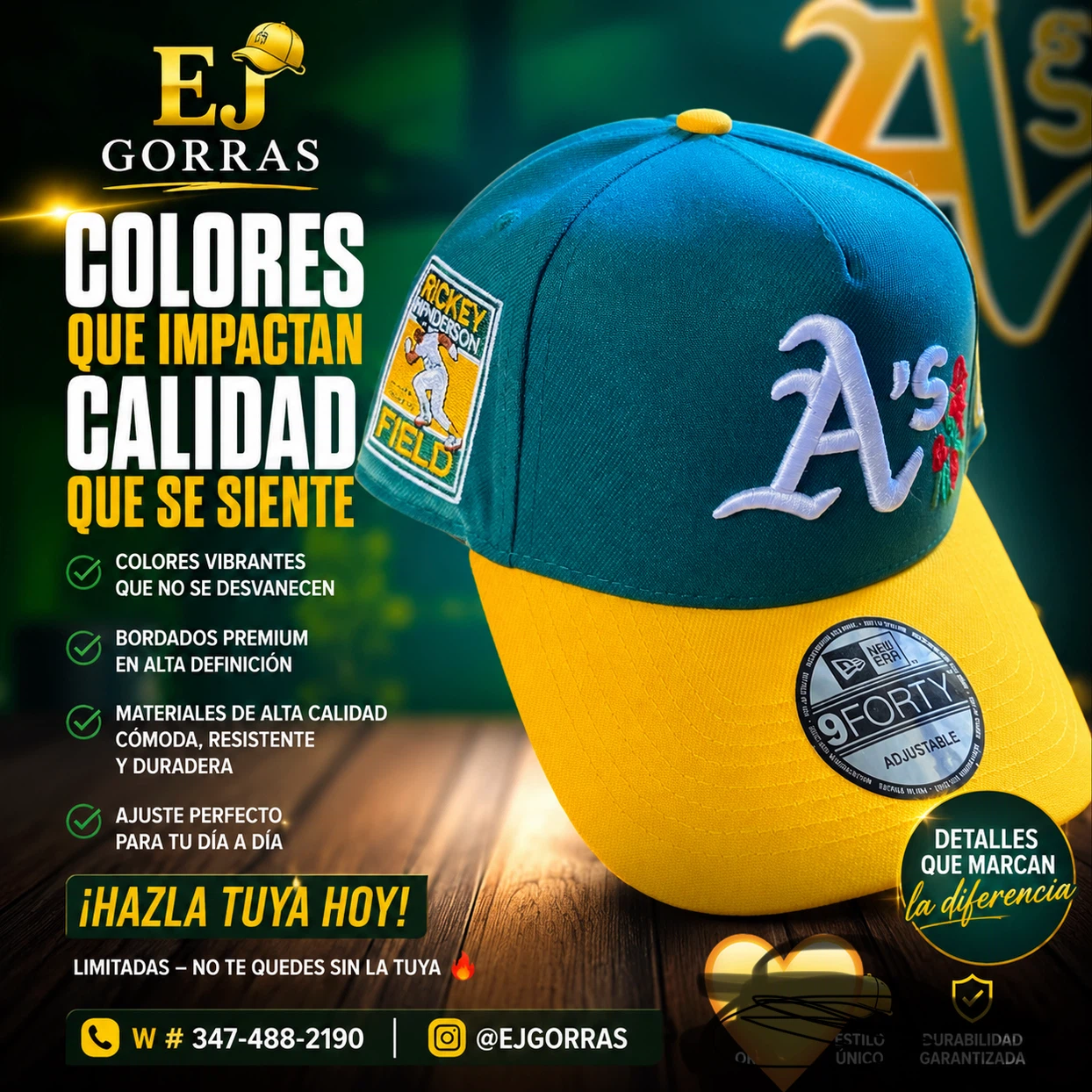 New Era Oakland A's Rickey Henderson 9FORTY Adjustable Hat