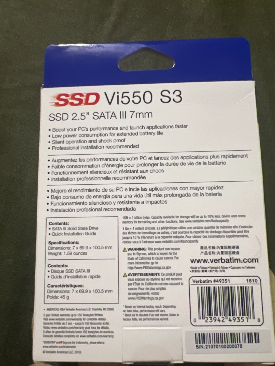 Verbatim Vi550 S3 256GB 2.5" SATA III SSD - photo 2