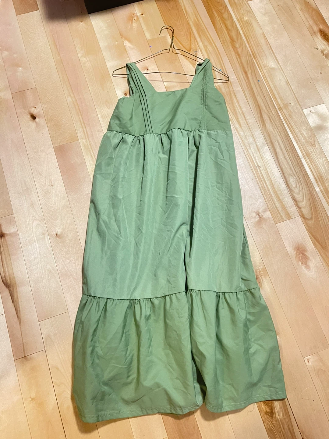 Green tiered maxi dress