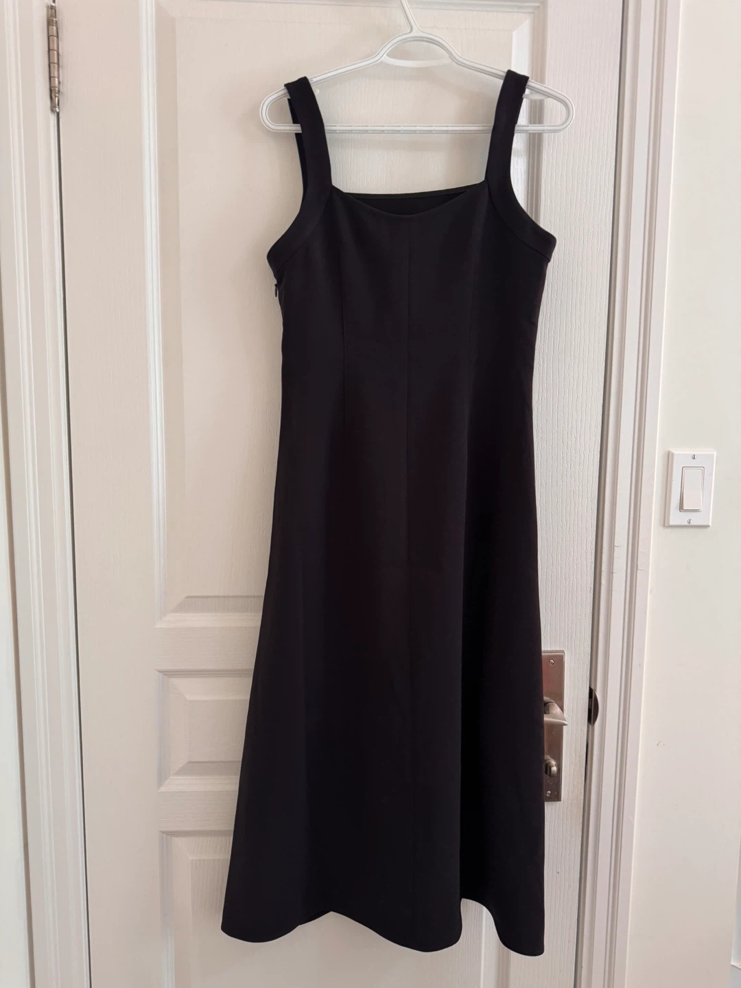 Black Square Neck Midi Dress