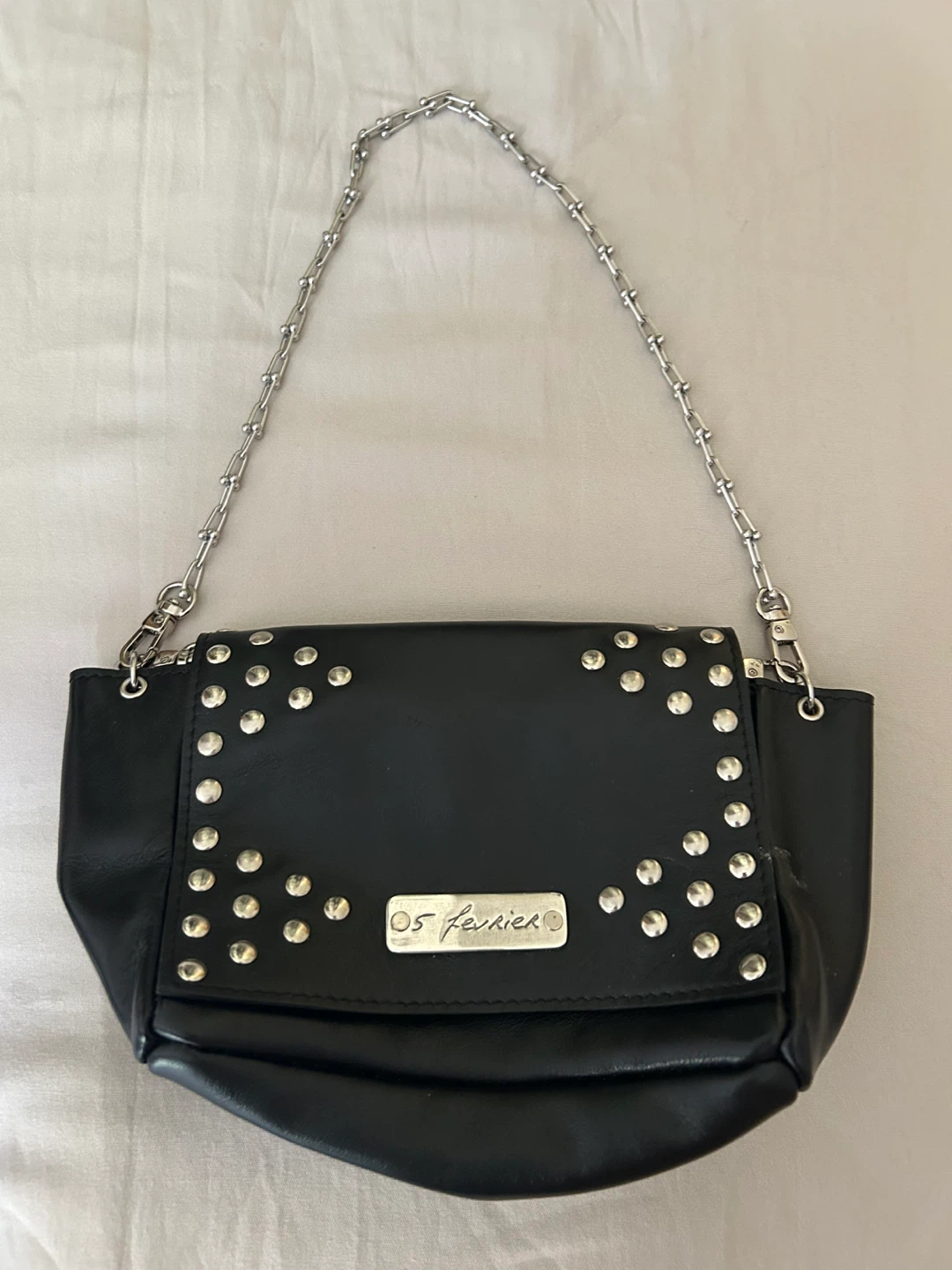 5 Fevrier Black studded crossbody purse