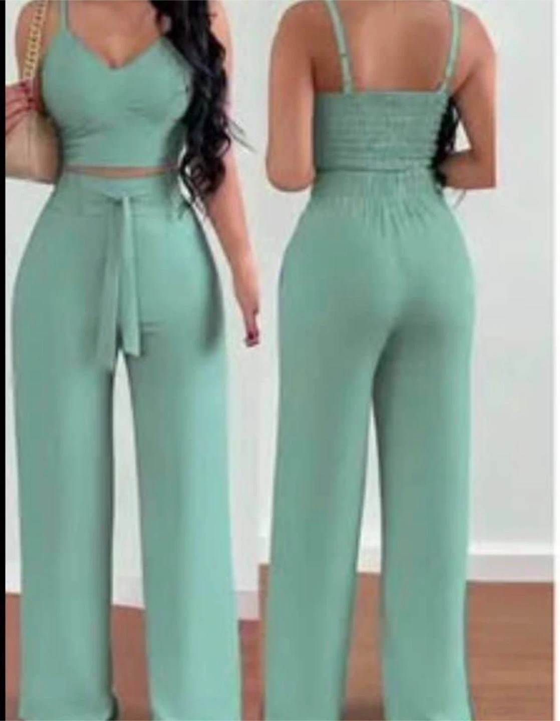 Women's Mint Green Two-Piece Set. Size medium