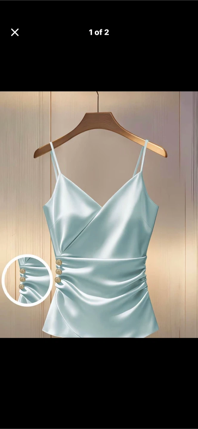Light Blue Satin Camisole Top. Size large