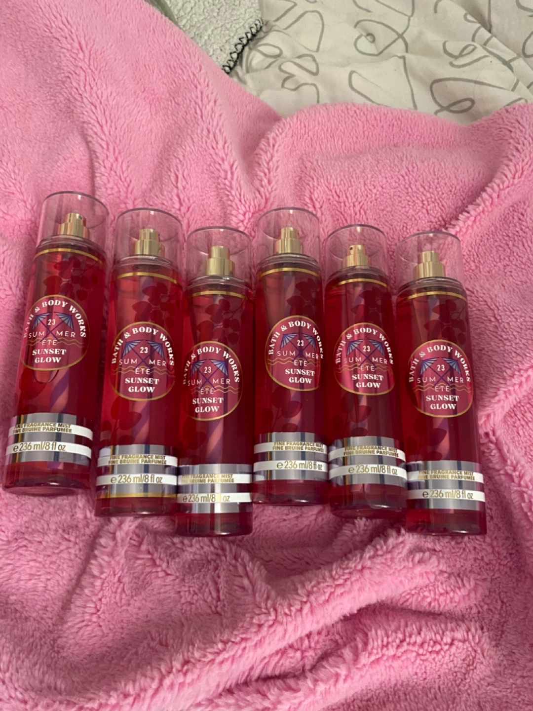 Bath & Body Works Sunset Glow Fine Fragrance Mist Set (6 x 8 oz)