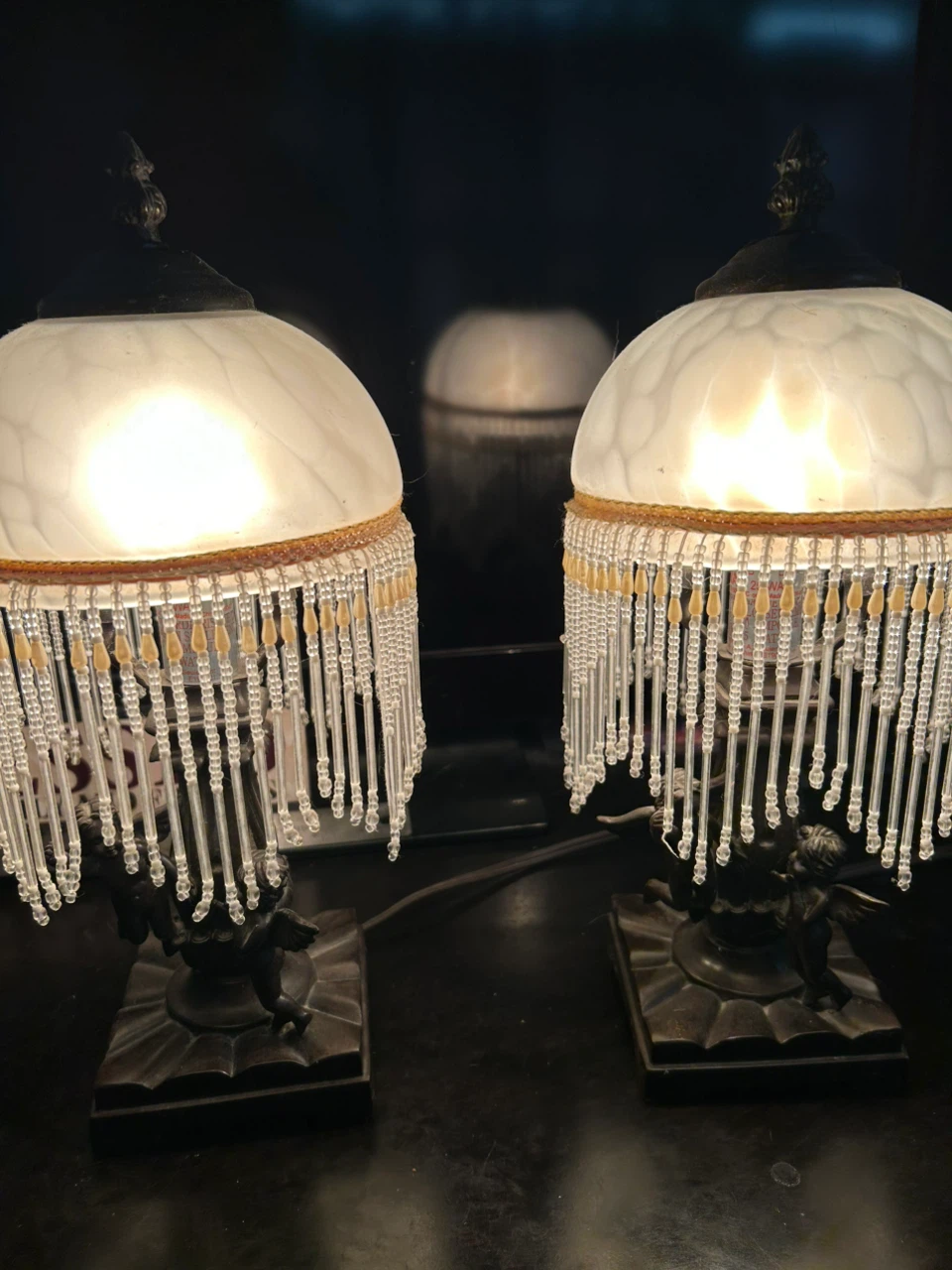 Vintage Cherub Table Lamps Set