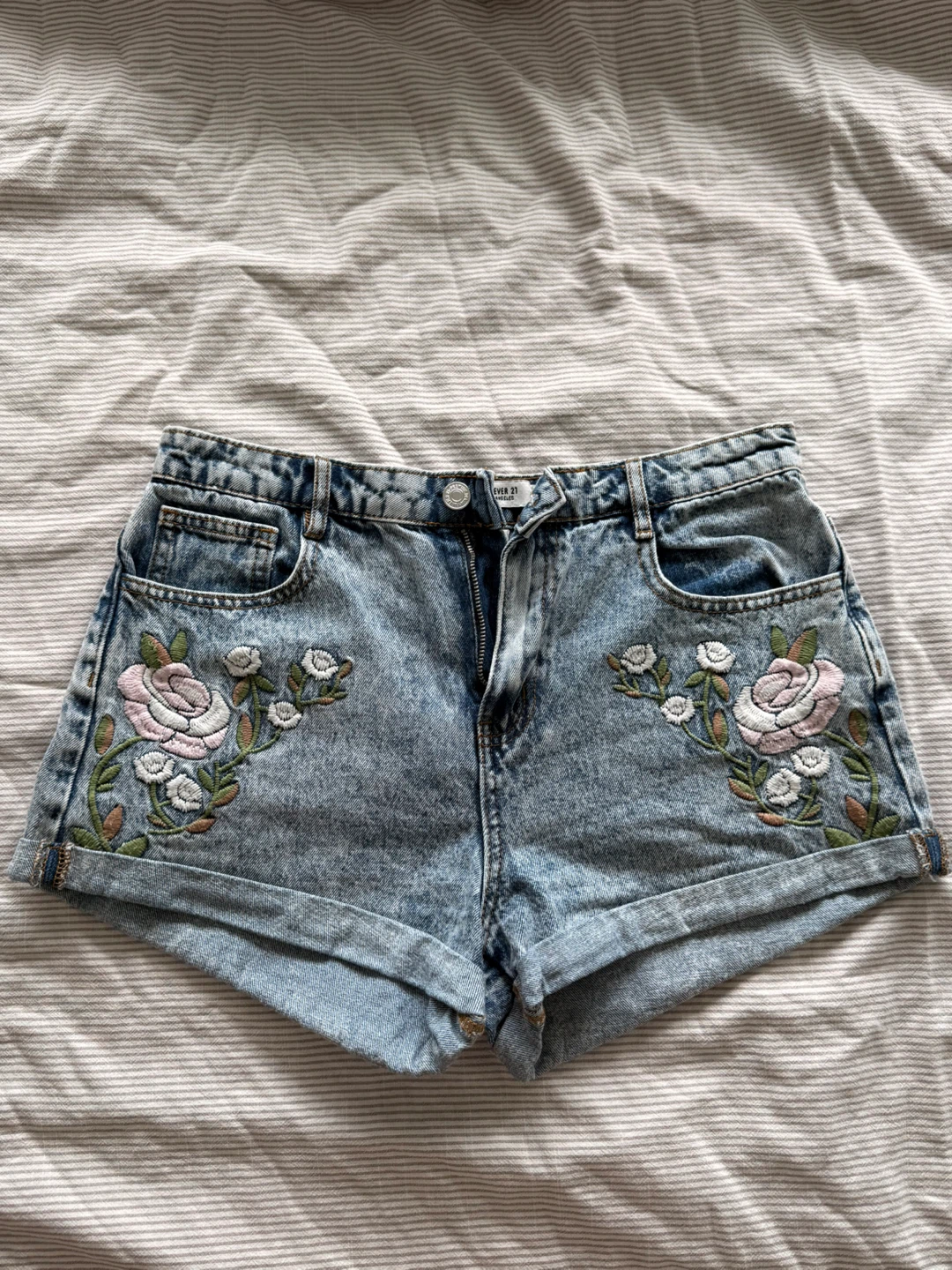 Forever 21 Embroidered Denim Shorts