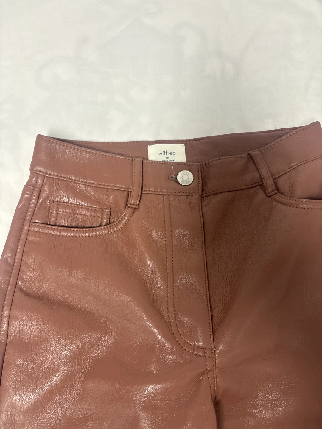 Wilfred Faux Leather Pants - Brown - photo 2