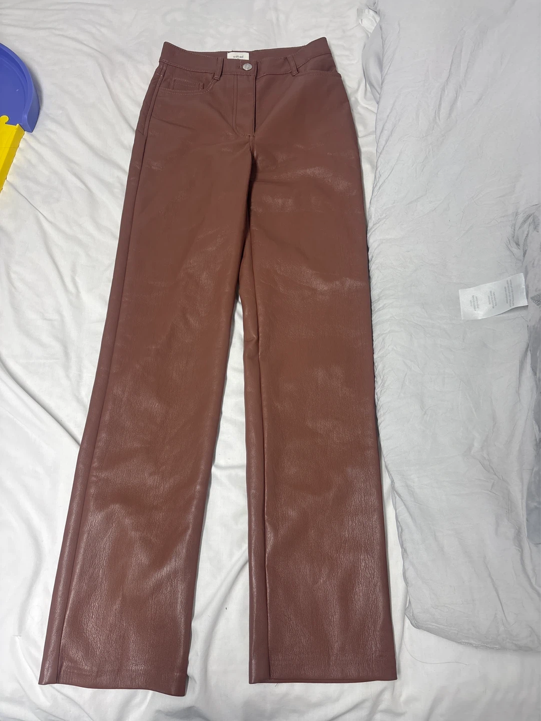 Wilfred Faux Leather Pants - Brown