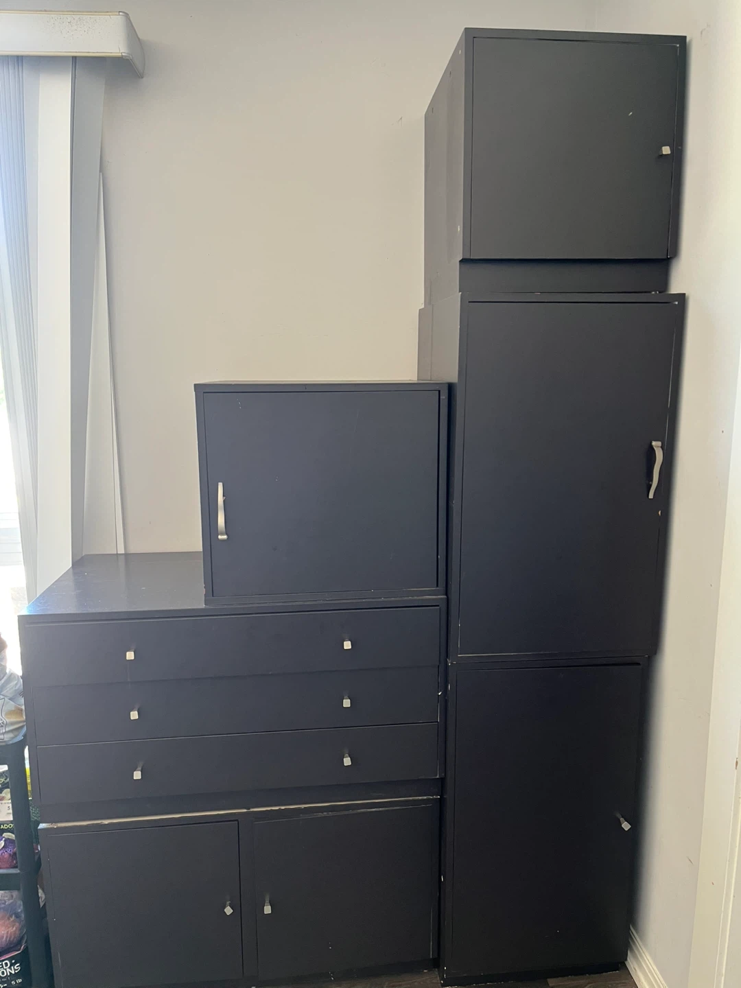 Black Storage Cabinet Set – Detachable Units