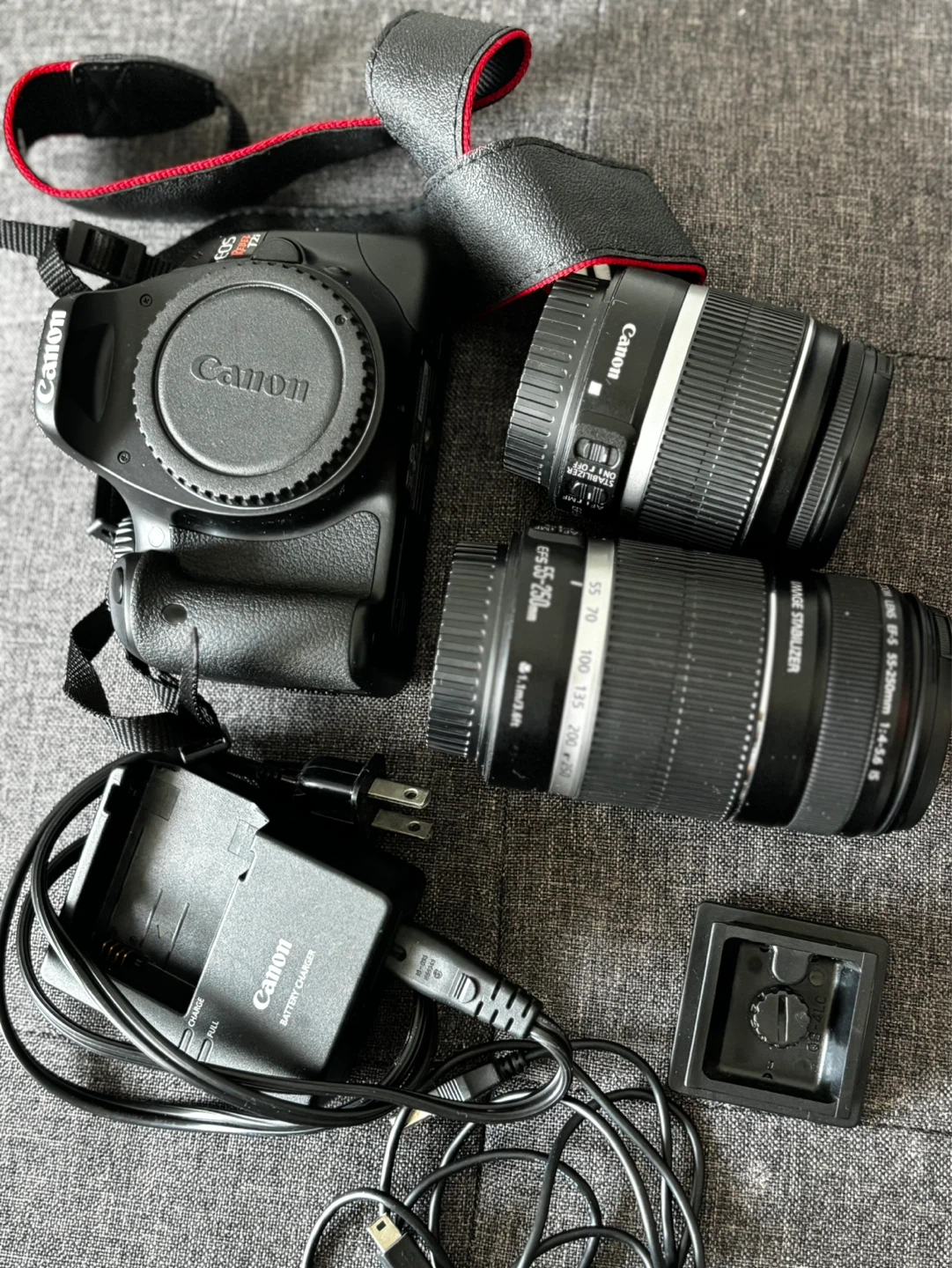 Canon EOS Rebel T3 DSLR Camera with Two Lenses and Charger - photo 2
