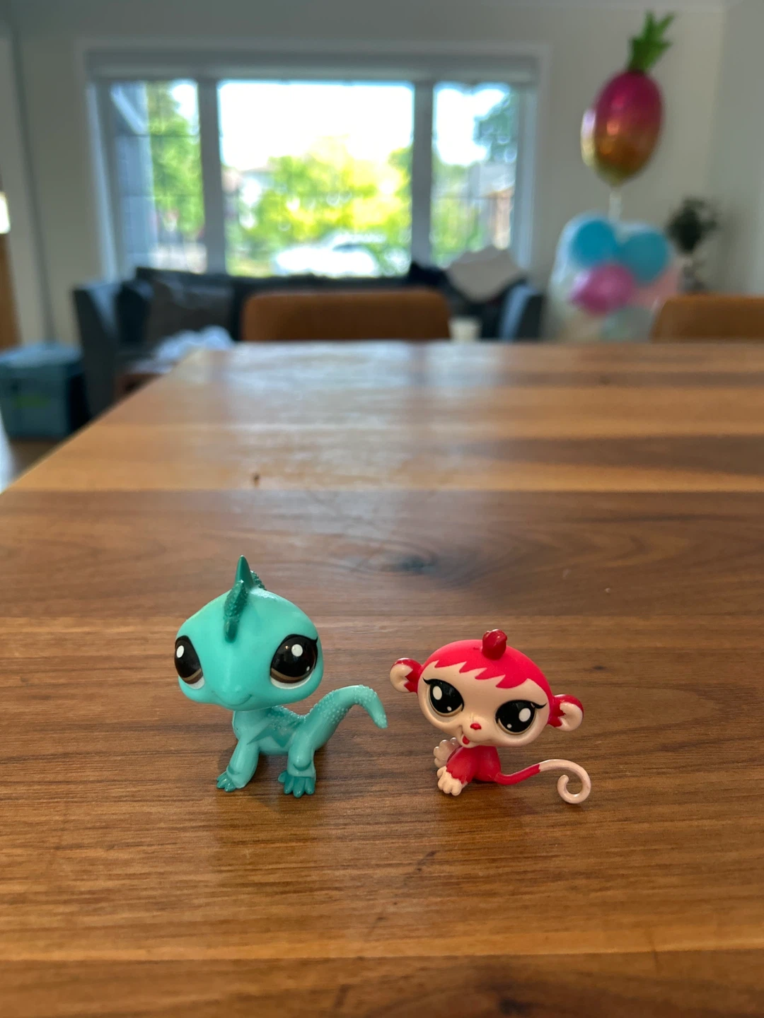 Littlest Pet Shop Teal Dinosaur and Pink Monkey Toys