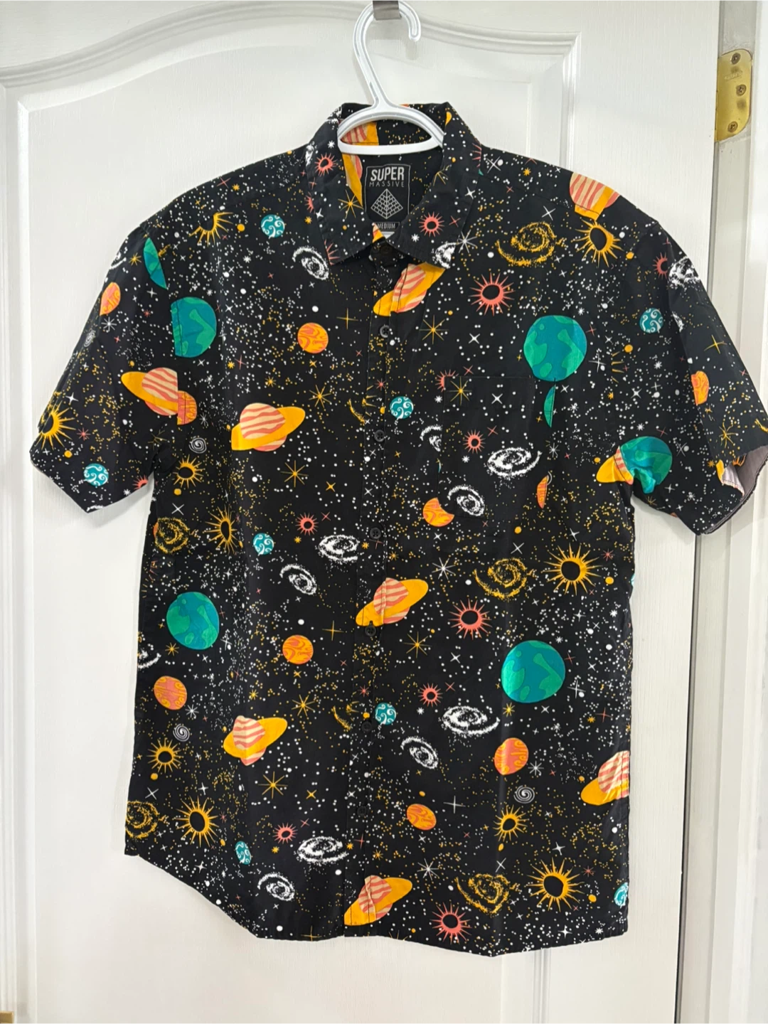 Super Massive Space Print Button Up Shirt-M