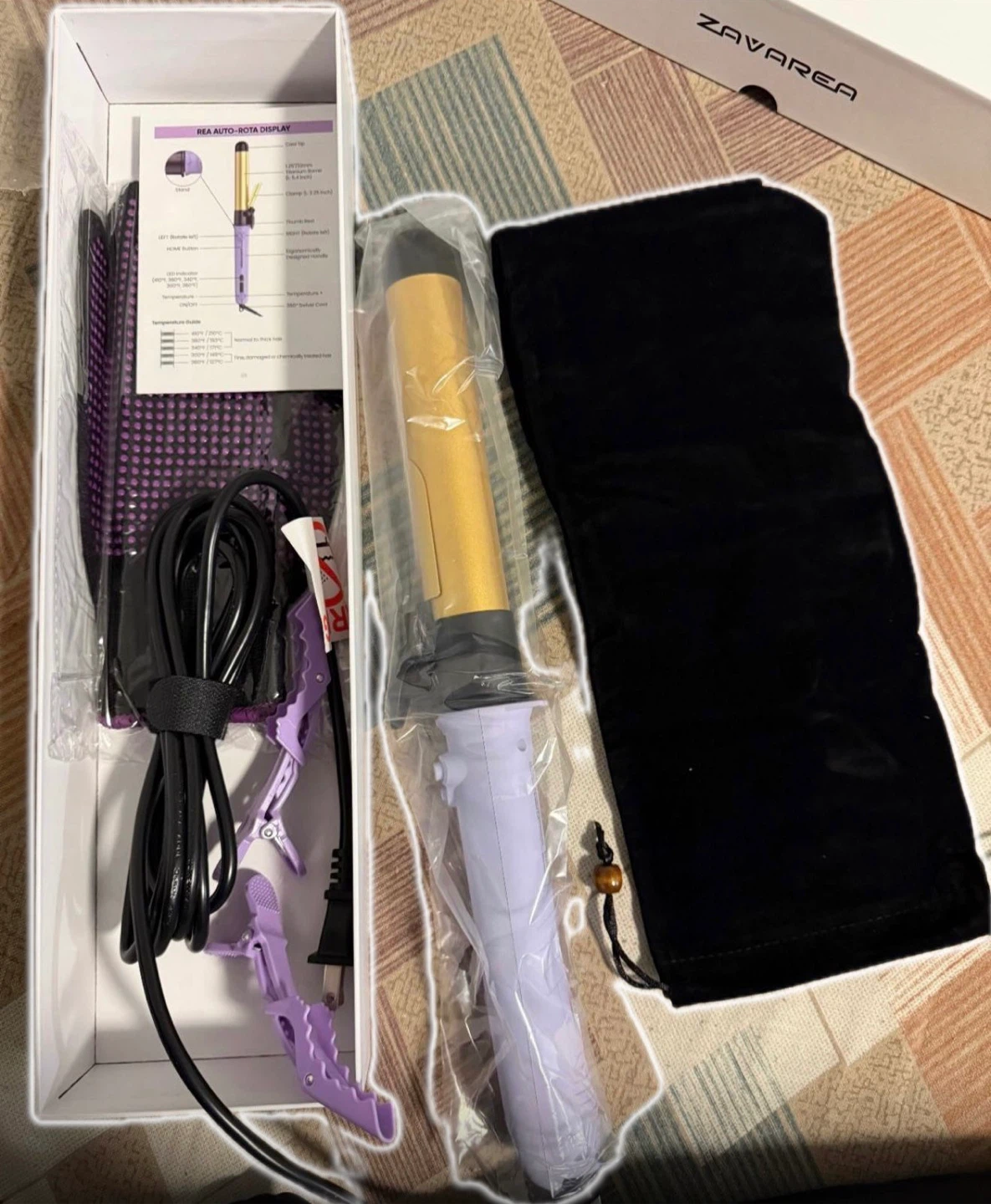 ZAVAREA Auto-Rota Display Curling Iron
