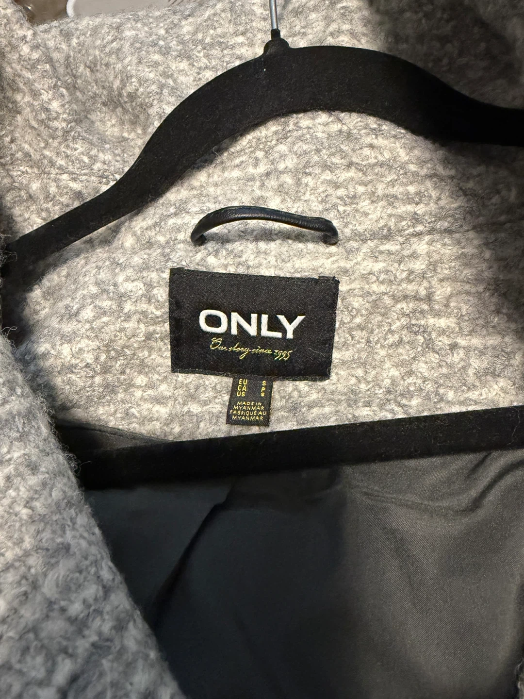 ONLY Women's Grey Hooded Coat