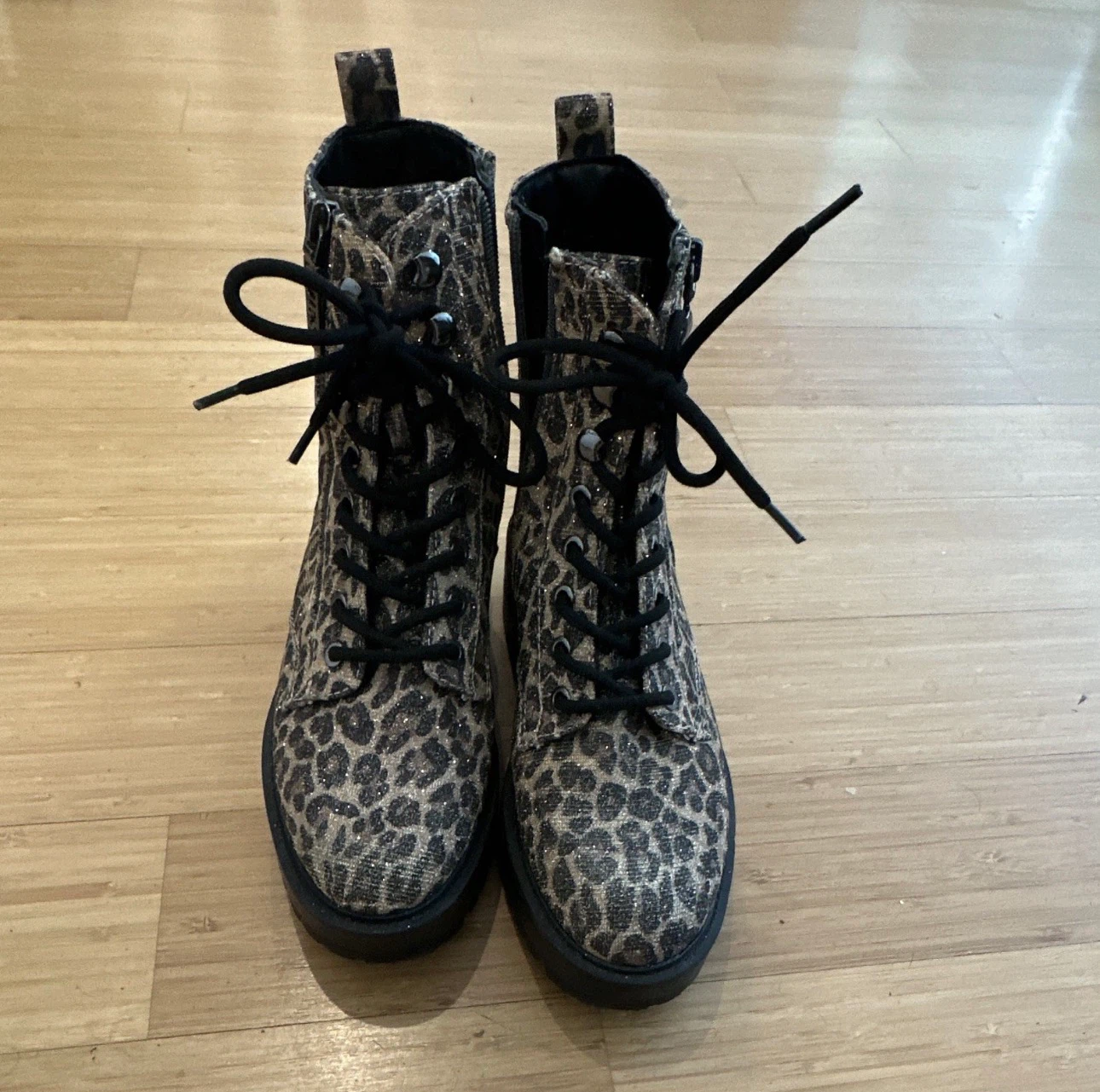 Guess Leopard Print Combat Boots