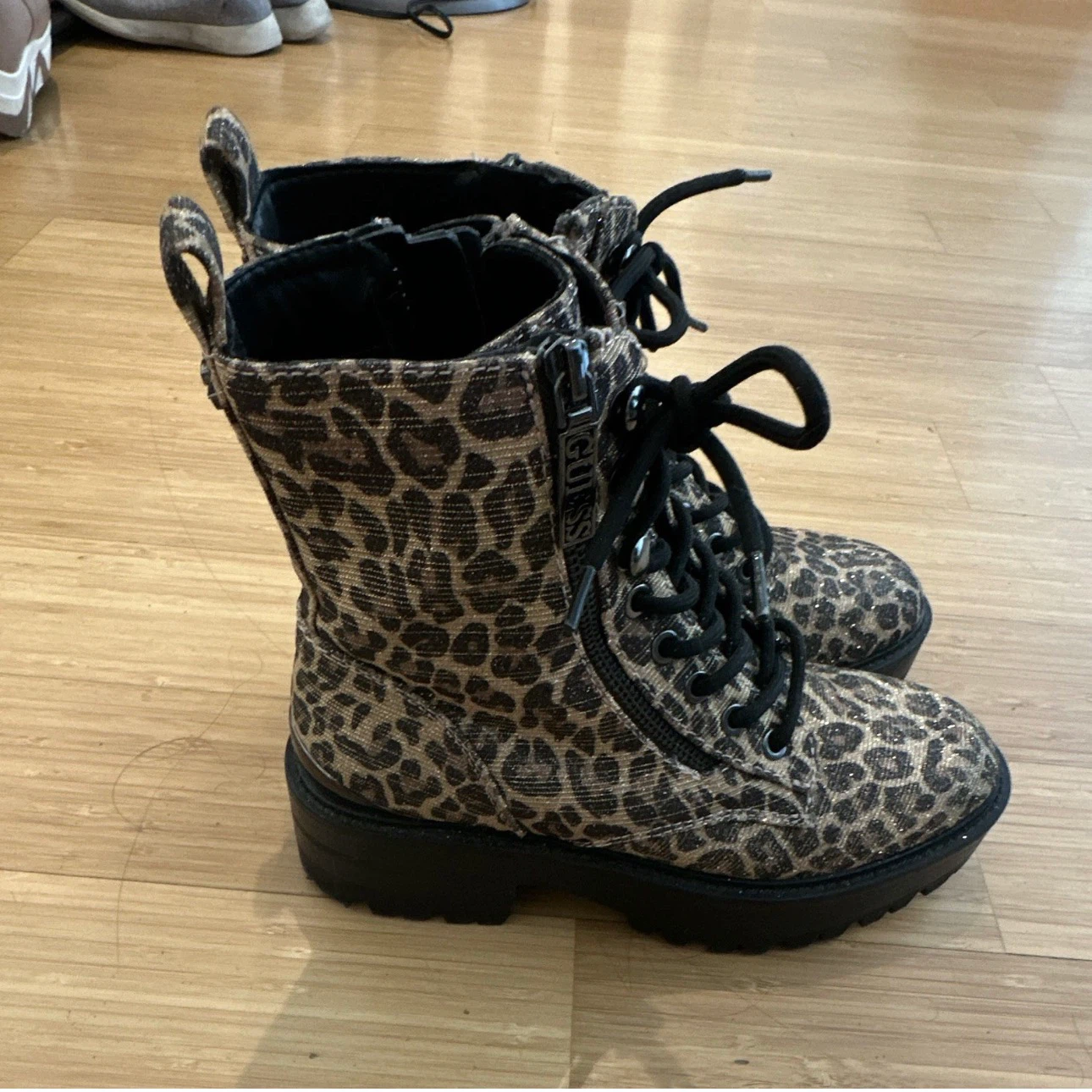 Guess Leopard Print Combat Boots - photo 4