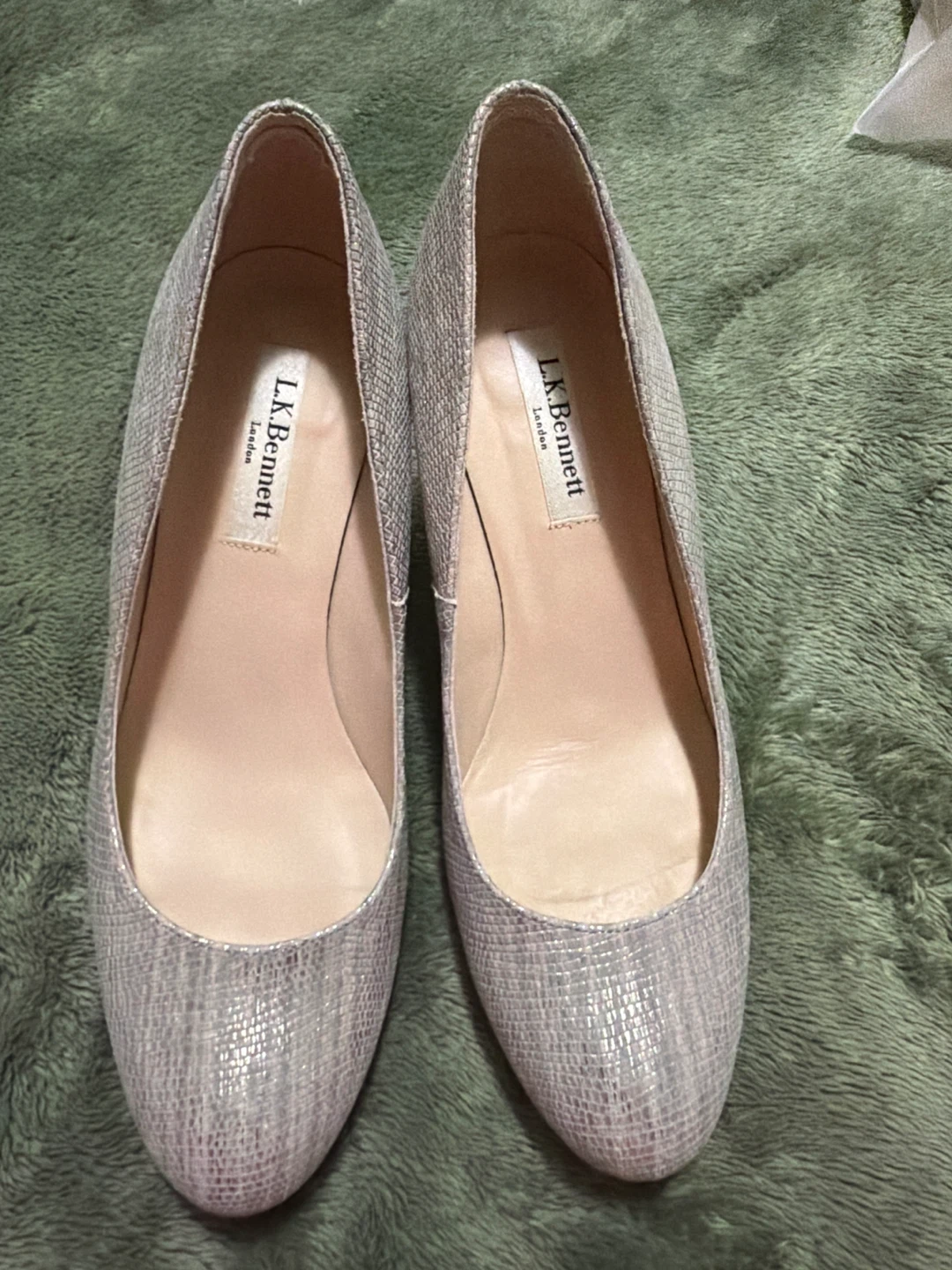 L.K.Bennett Silver Textured Heels Size 37