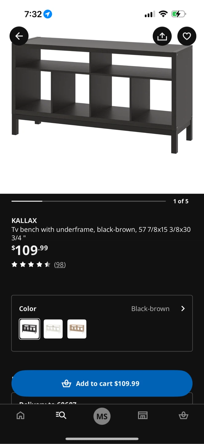 IKEA KALLAX TV Bench - Black-Brown - photo 2