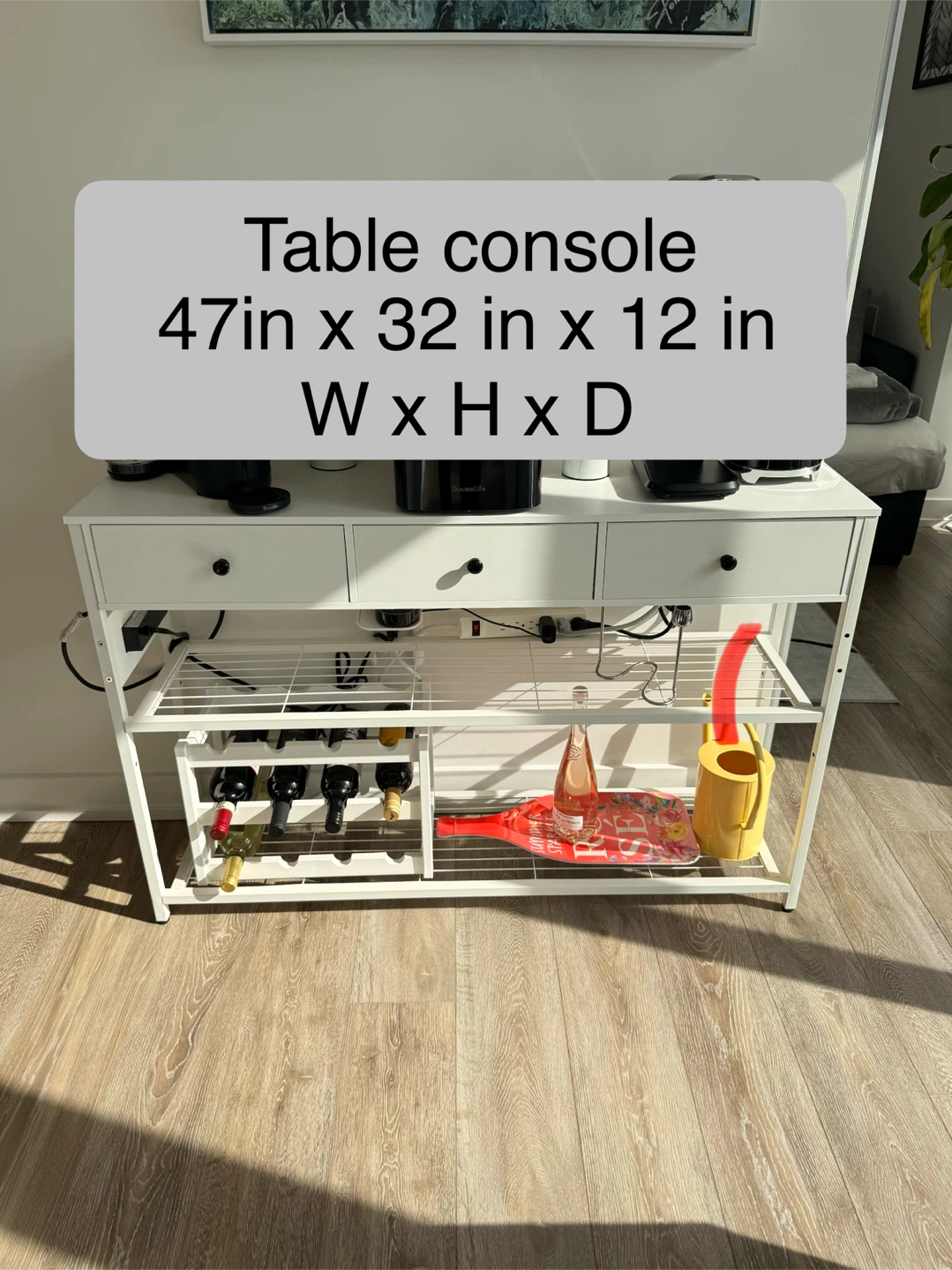 White Console Table with Power Outlets
