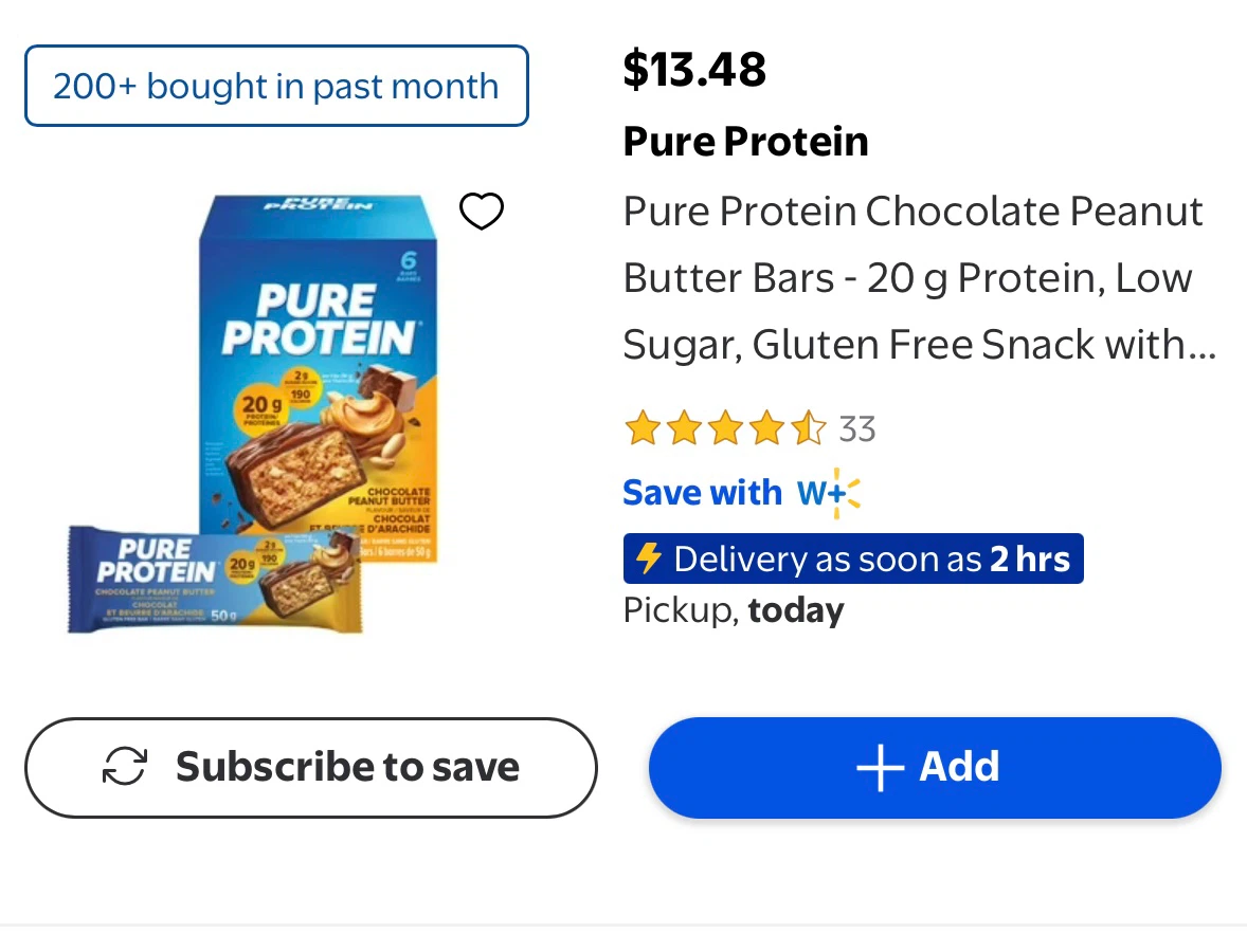 Pure Protein Chocolate Peanut Butter Bars (6-Pack) - photo 3