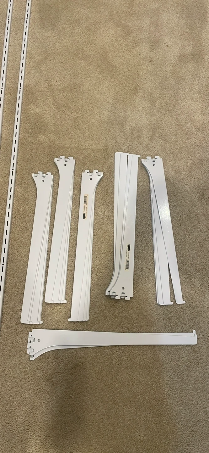 White Steel Closet Shelving Support Brackets and Rails