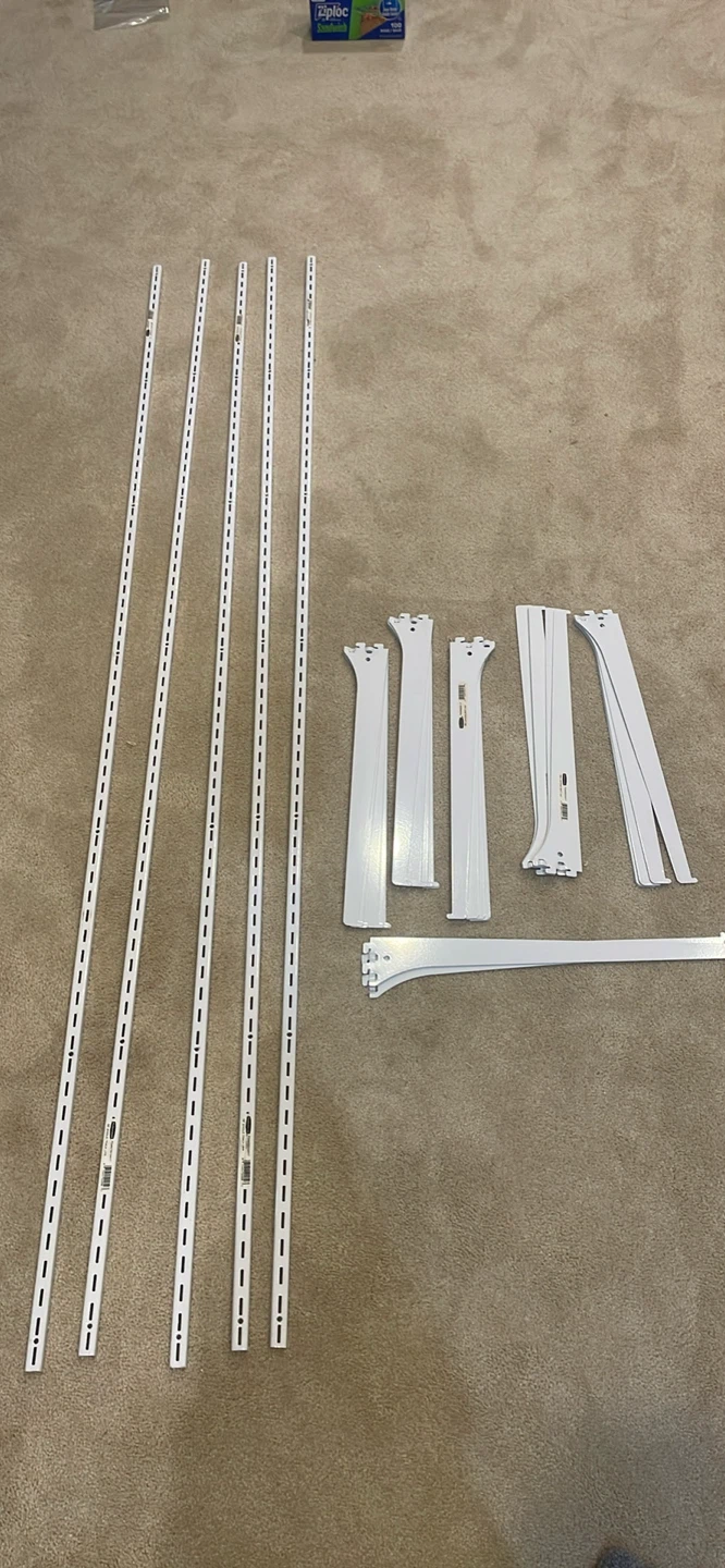White Steel Closet Shelving Support Brackets and Rails - photo 2