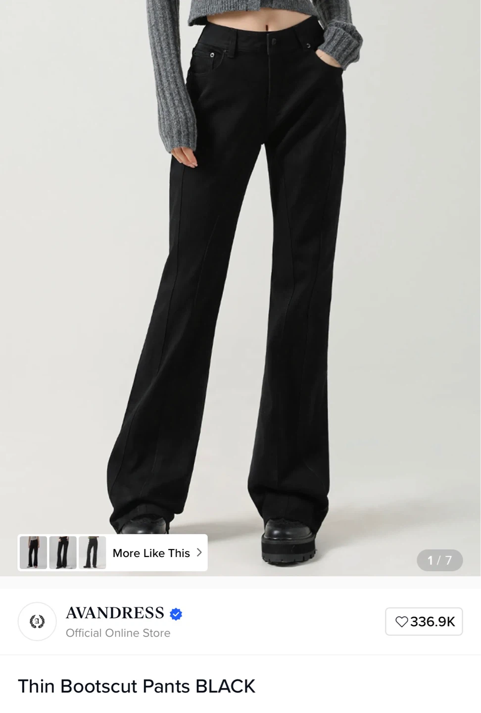 AVANDRESS Thin Bootcut Pants BLACK