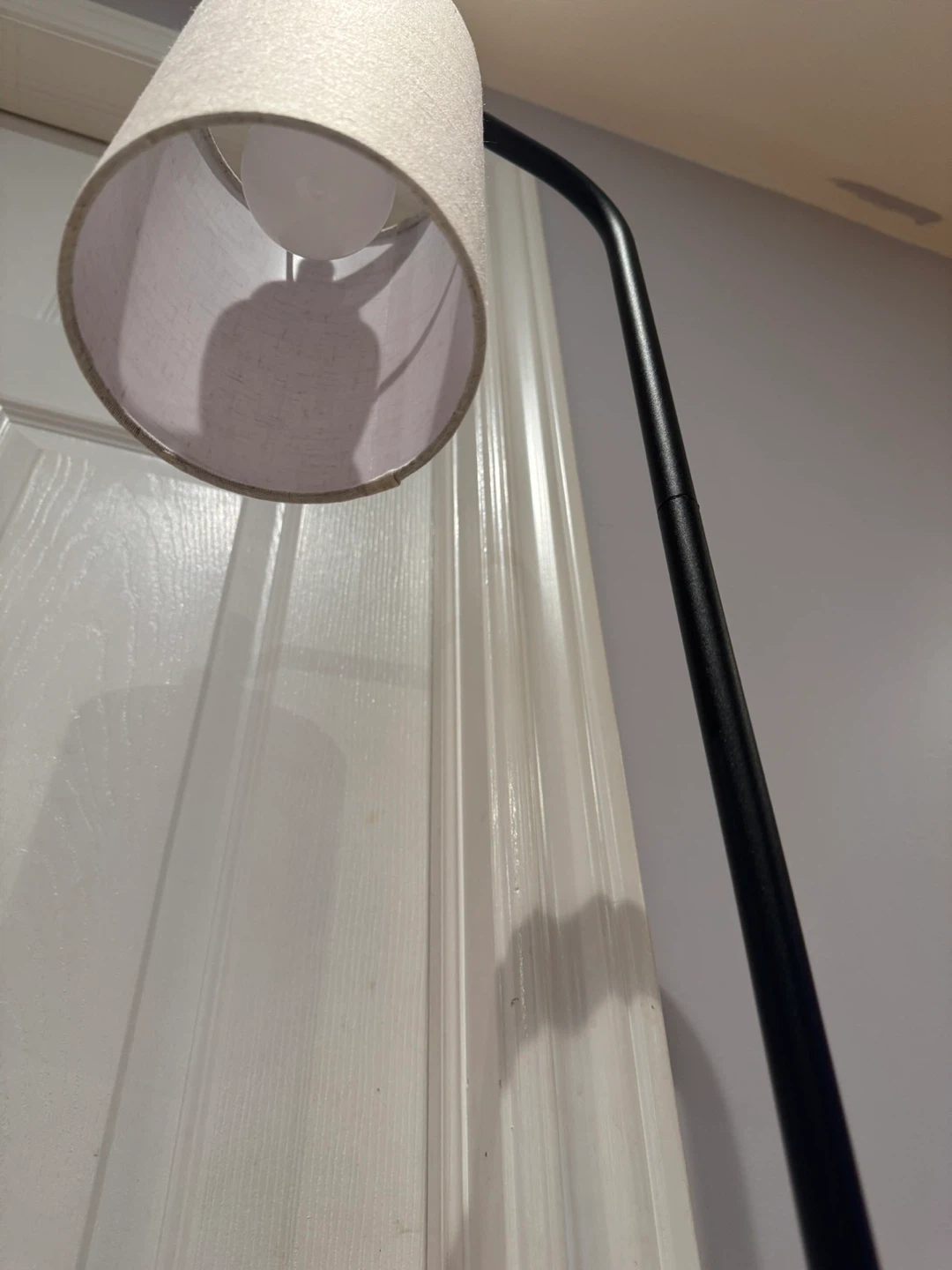 Black Arc Floor Lamp with Fabric Shade - photo 3