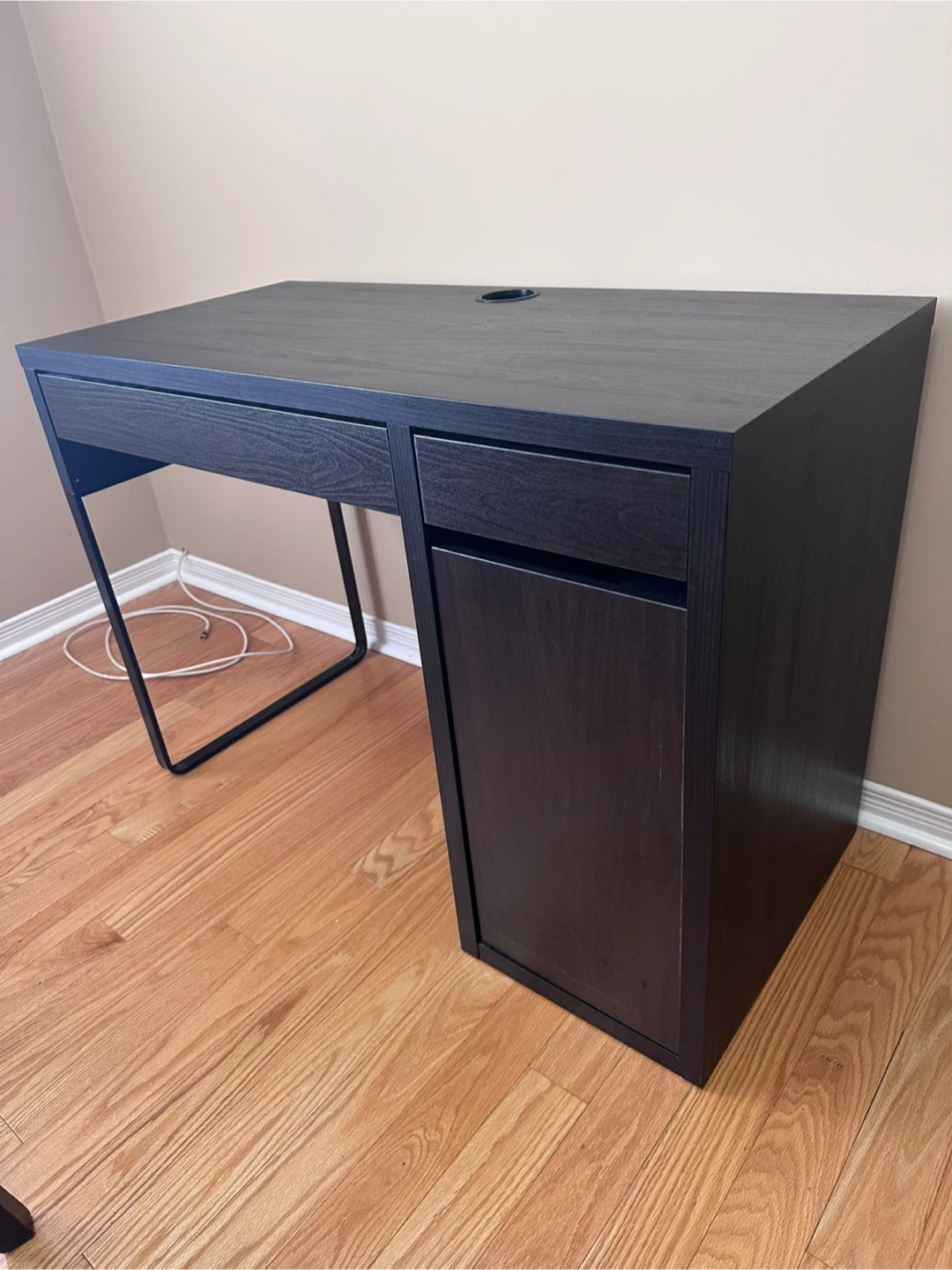 Dark Wood Desk with Drawer and Cabinet - photo 2
