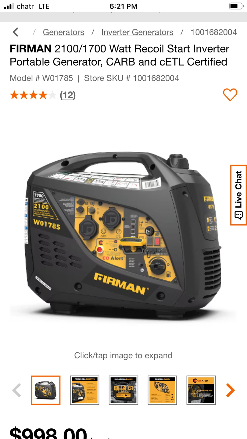 Firman Recoil Inverter Generator W01785 - photo 5