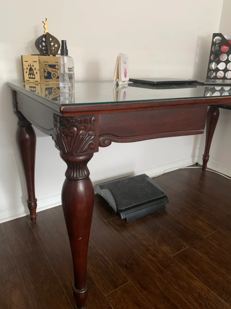 Dark Wood Desk with Glass Top