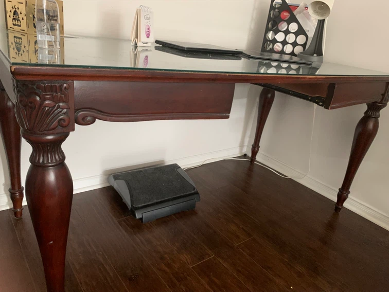 Dark Wood Desk with Glass Top - photo 2