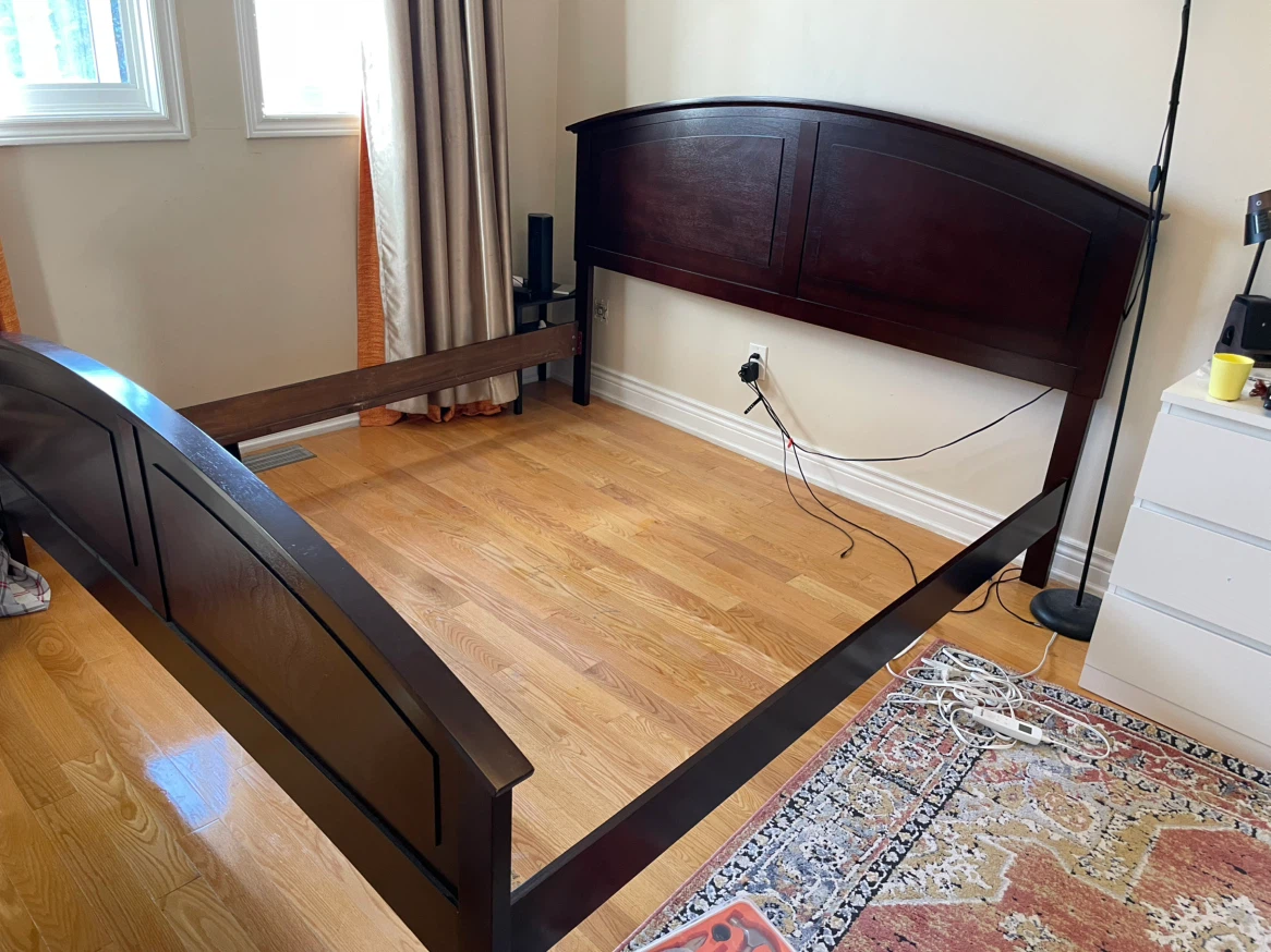 Dark Wood King Bed Frame with Headboard