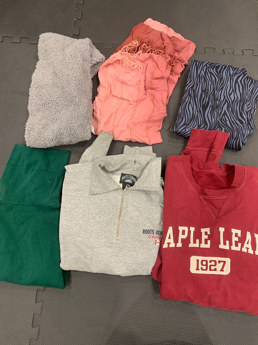 Roots Canada Quarter Zip Sweatshirt & Maple Leaf Crewneck