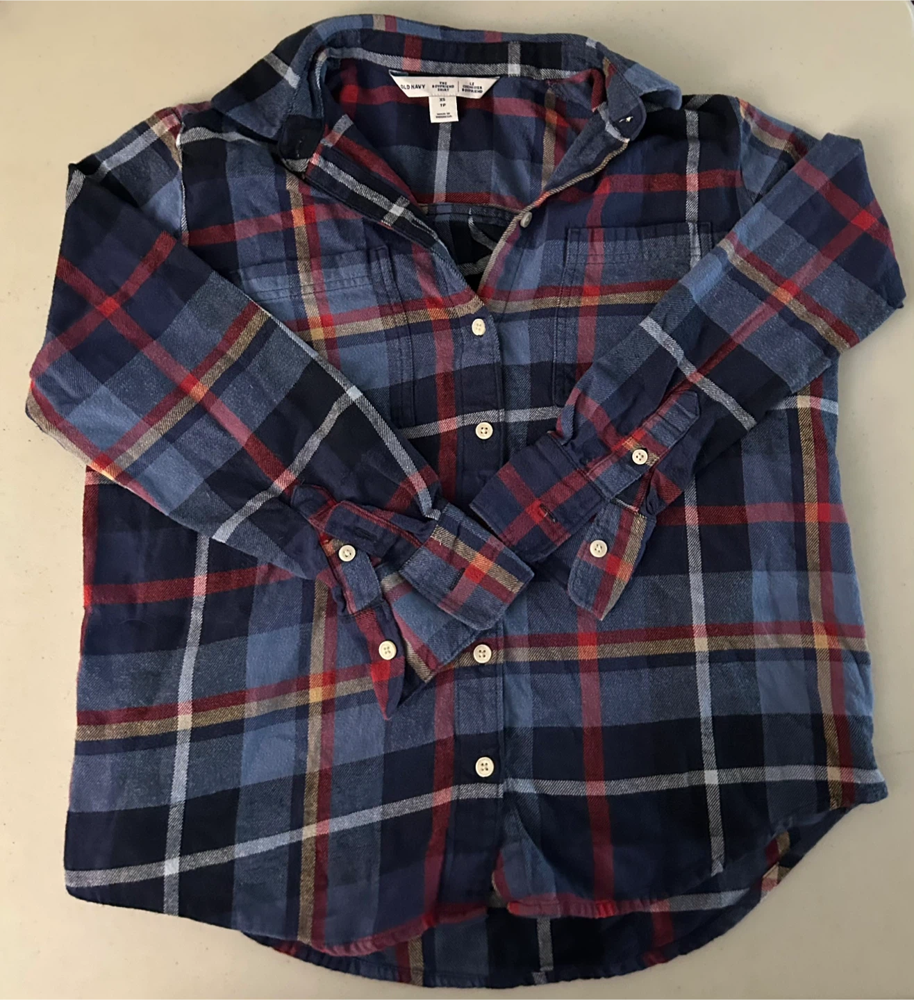 Old Navy The Boyfriend Plaid Shirt XS