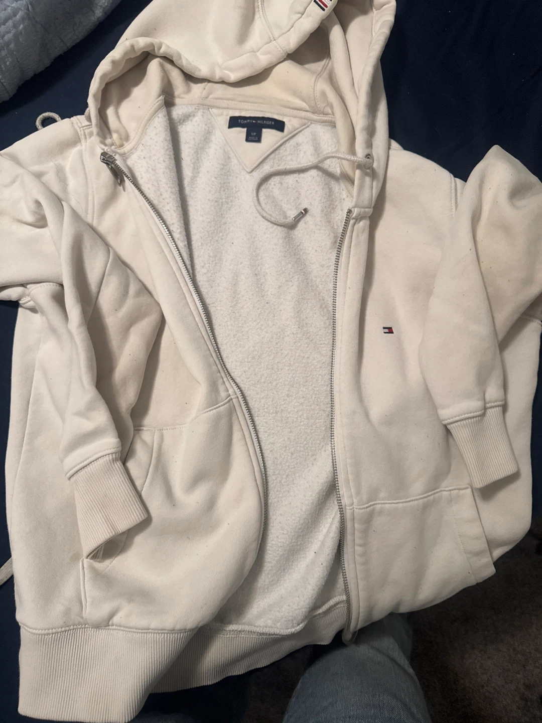 Tommy Hilfiger Cream Zip-Up Hoodie