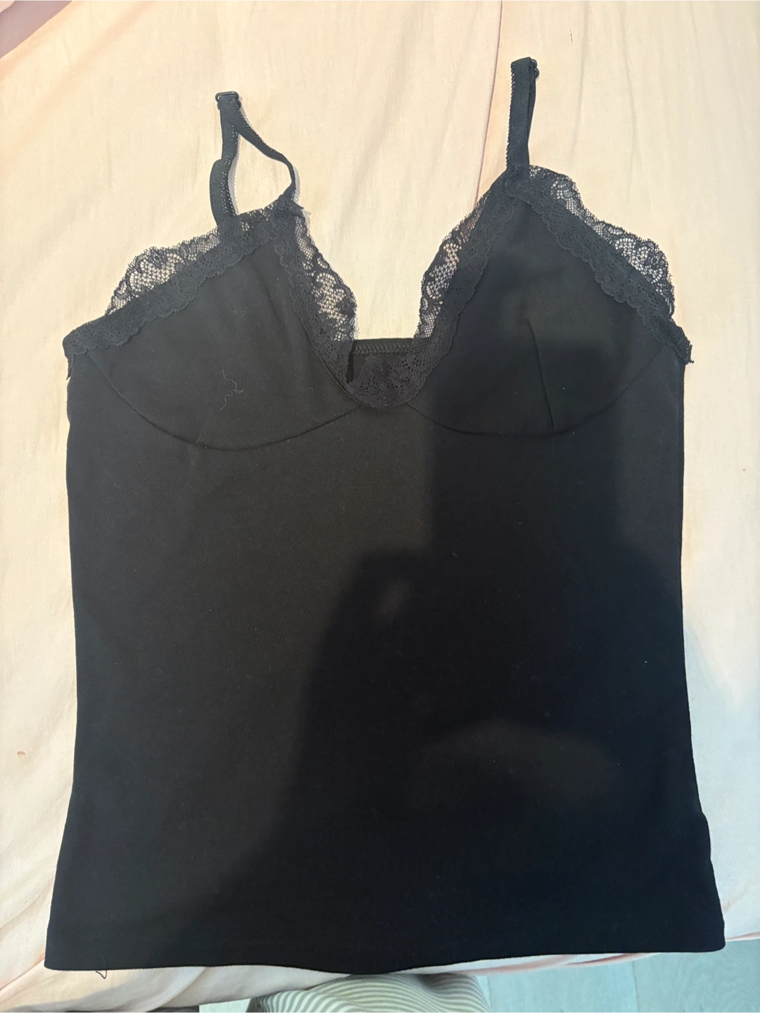 Black cami with lace trim